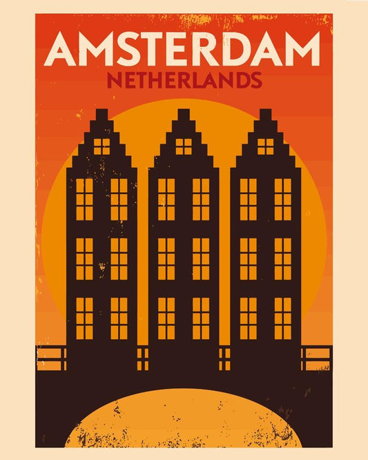 Malen nach Zahlen - Malen nach Zahlen - Retro - Amsterdam Kanal