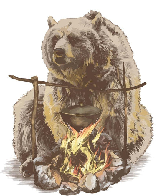 Malen nach Zahlen - Malen nach Zahlen - Bär am Feuer