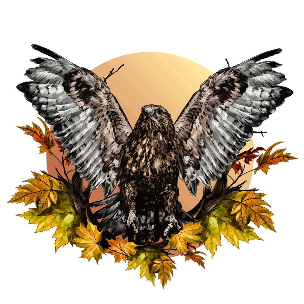 Malen nach Zahlen - Malen nach Zahlen - Falke in Herbstblätter