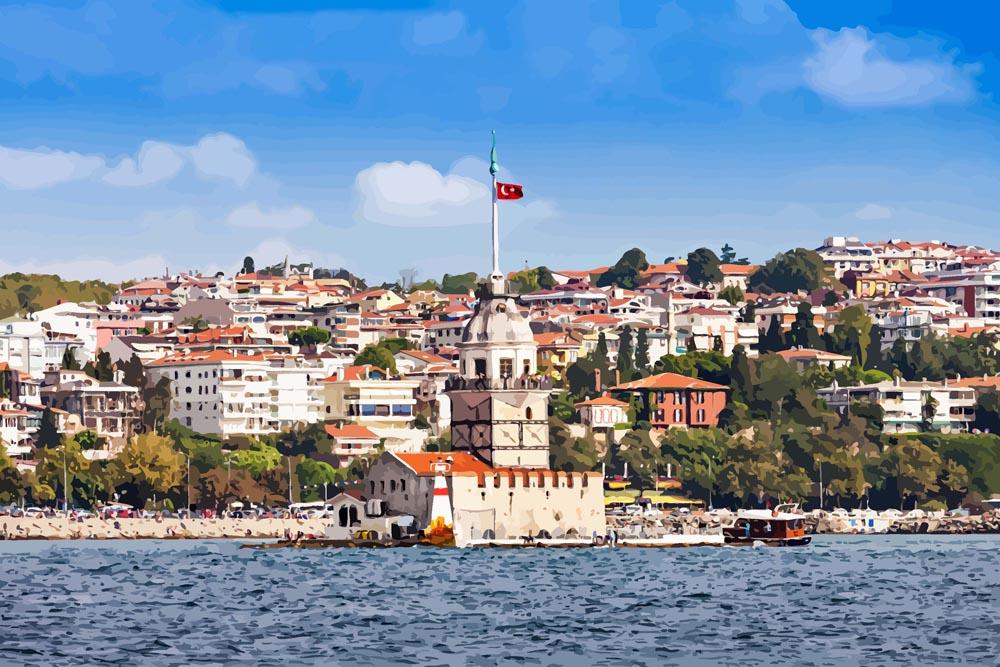 Malen nach Zahlen - Malen nach Zahlen - Maiden-Turm in Istanbul, Türkei (KIZ KULESI - USKUDAR)