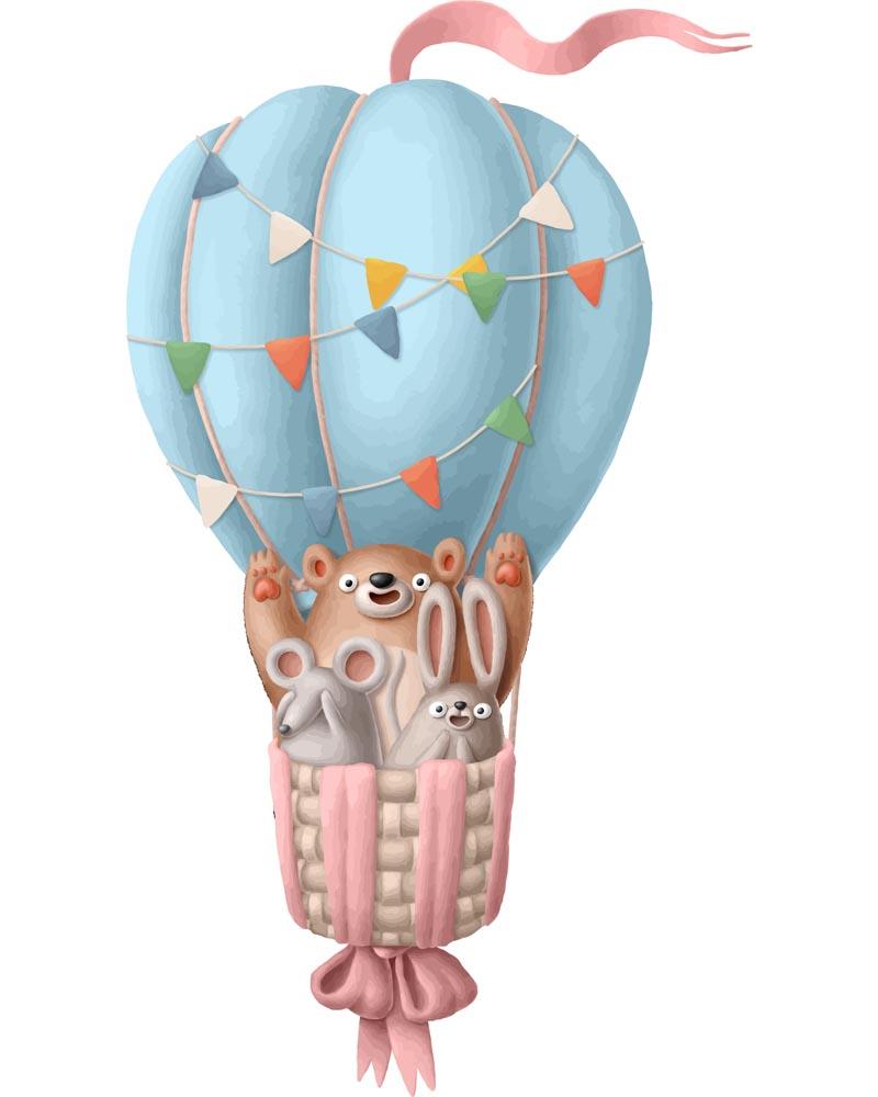 Malen nach Zahlen - Malen nach Zahlen - Heißluftballon - Bär, Maus, Hase