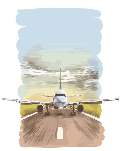 Malen nach Zahlen - Malen nach Zahlen - Das Flugzeug auf der Landebahn