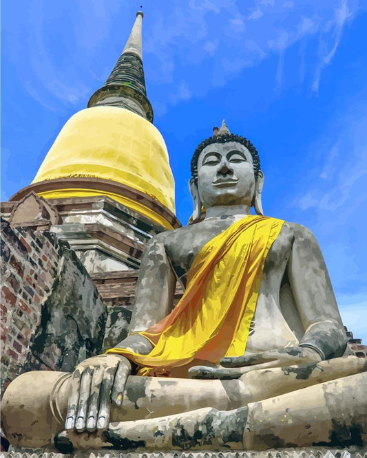 Malen nach Zahlen - Malen nach Zahlen - Buddha Statue am Wat-Yai-Chaimongkol - Thailand