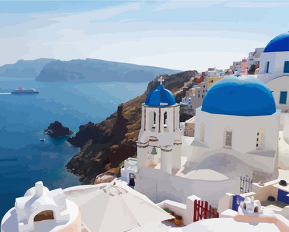 Malen nach Zahlen - Malen nach Zahlen - Klassische Sicht auf Santorini