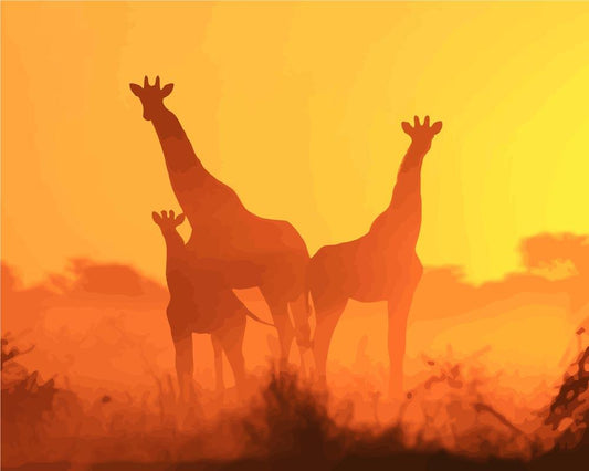 Malen nach Zahlen - Malen nach Zahlen - Giraffenfamilie in der Natur