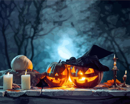 Malen nach Zahlen - Malen nach Zahlen - Halloween Kürbisse