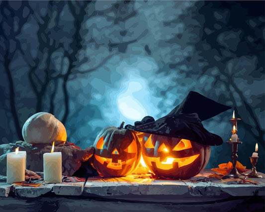 Malen nach Zahlen - Malen nach Zahlen - Halloween Kürbisse