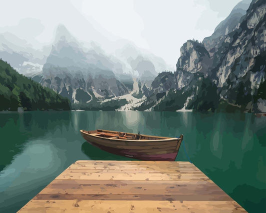 Malen nach Zahlen - Malen nach Zahlen - Berge und See in den Dolomiten