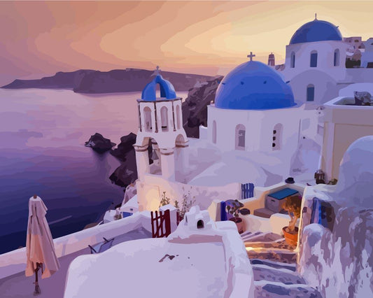 Malen nach Zahlen - Malen nach Zahlen - Santorini bei Sonnenuntergang