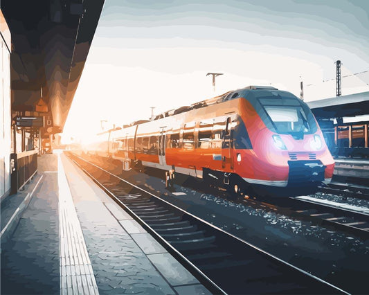 Malen nach Zahlen - Malen nach Zahlen - Zug am Bahnhof in Europa