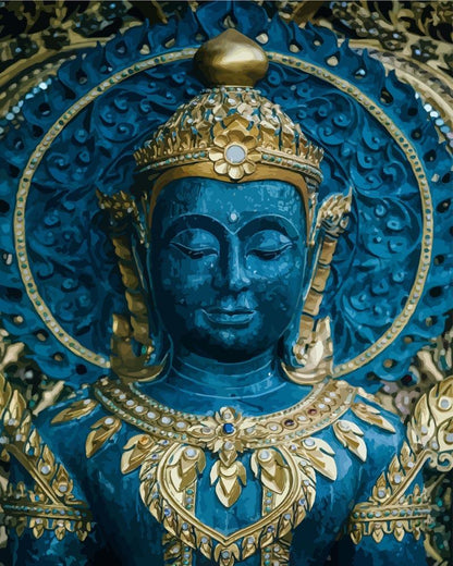 Malen nach Zahlen - Malen nach Zahlen - Blaue und Goldene Buddha Statue