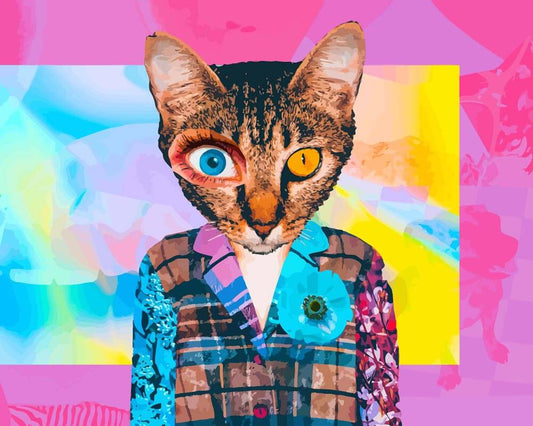 Malen nach Zahlen - Malen nach Zahlen - Retro Katze im 80er Stil