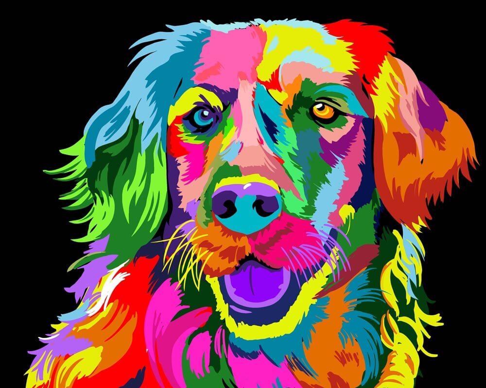 Malen nach Zahlen - Malen nach Zahlen - Neon Hund Portrait
