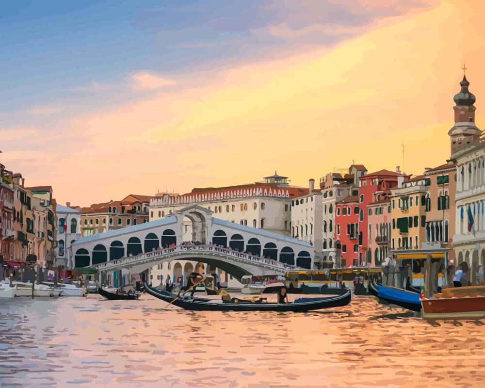 Malen nach Zahlen - Malen nach Zahlen - Rialtobrücke in Venedig
