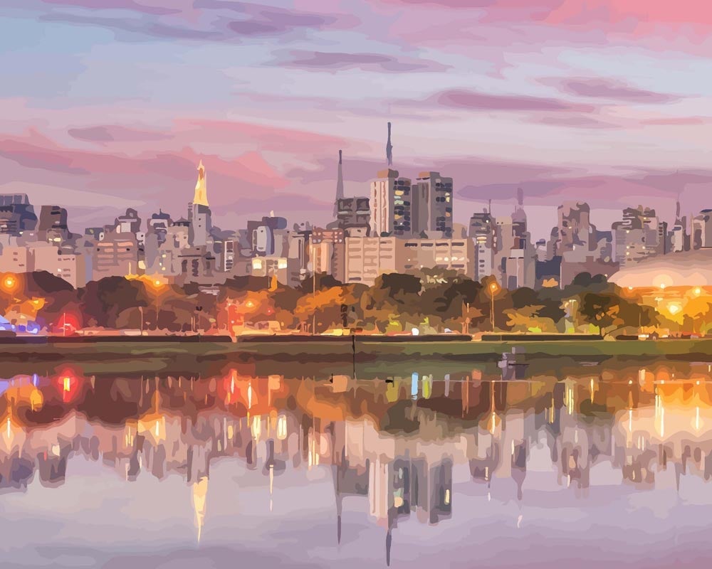 Malen nach Zahlen - Malen nach Zahlen - Sao paulo skyline - Brasilien