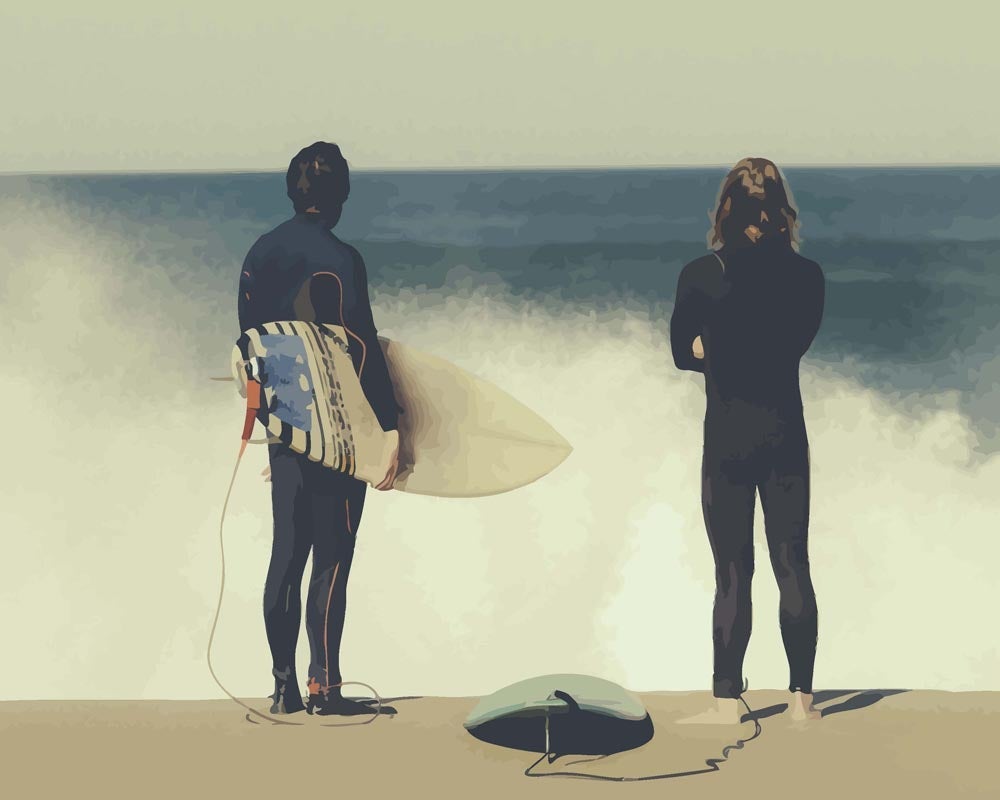 Malen nach Zahlen - Malen nach Zahlen - Surfer schauen nach den Wellen