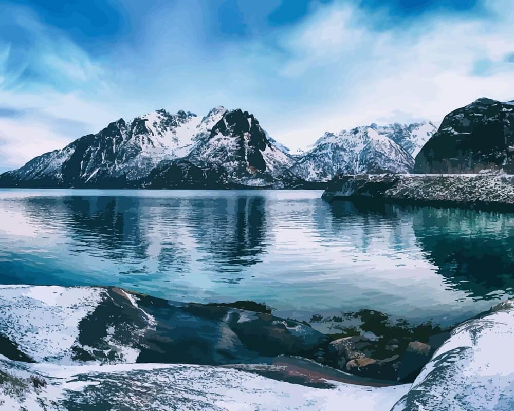 Malen nach Zahlen - Malen nach Zahlen - Norwegischer See im Winter