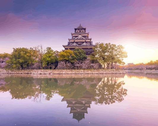 Malen nach Zahlen - Malen nach Zahlen - Schloss Hiroshima in Japan