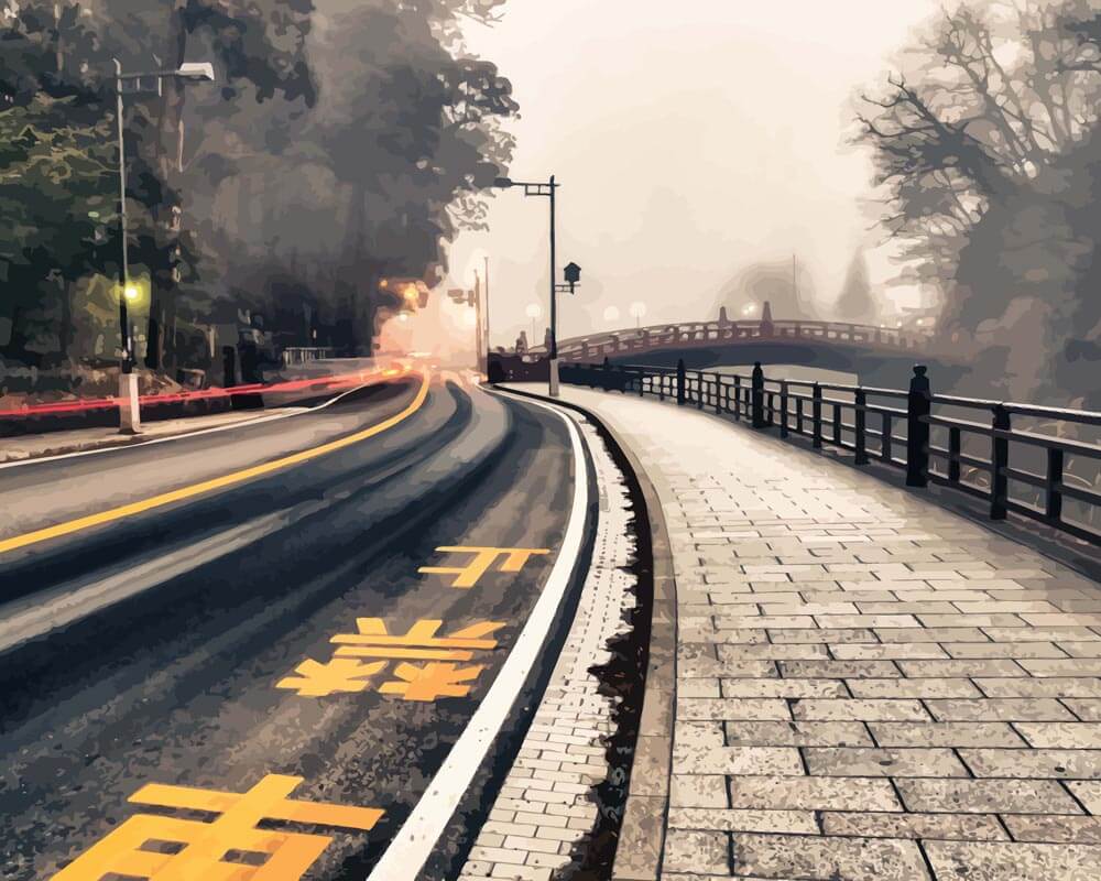 Malen nach Zahlen - Malen nach Zahlen - Straße in Japan