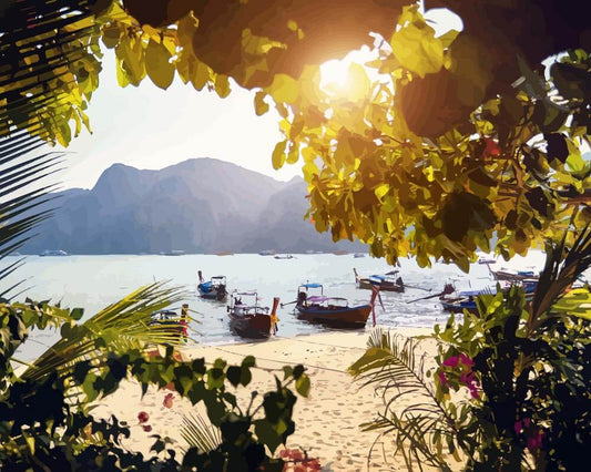 Malen nach Zahlen - Malen nach Zahlen - Sonnenuntergang auf Koh Phi Phi