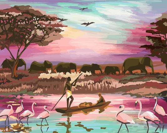 Malen nach Zahlen - Malen nach Zahlen - Treffen in Afrika in pink