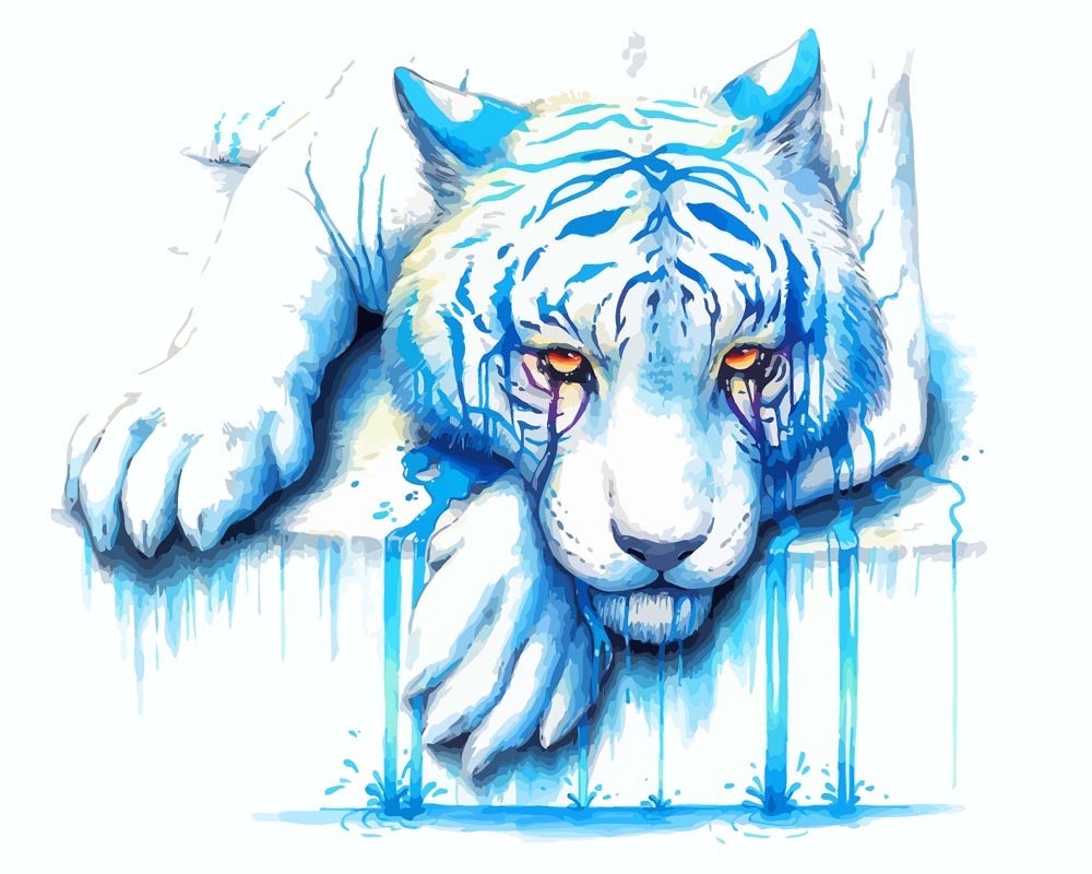 Malen nach Zahlen - Malen nach Zahlen - Blaue Tränen - by jojoesart