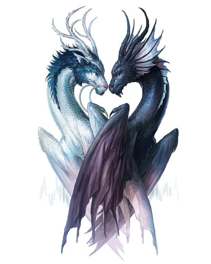 Malen nach Zahlen - Malen nach Zahlen - Yin und Yang Drachen - by jojoesart