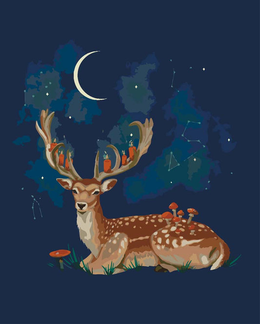 Malen nach Zahlen - Malen nach Zahlen - Liegender Hirsch - by Pixie Cold