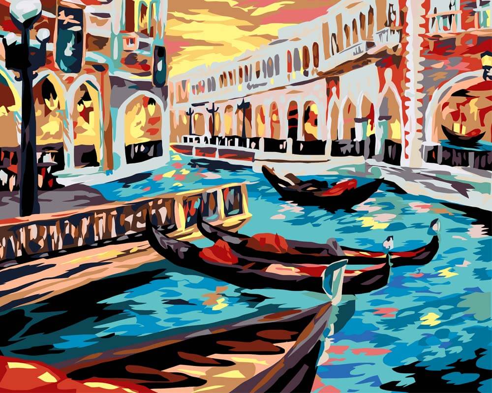 Malen nach Zahlen - Malen nach Zahlen - Boote in Venedig