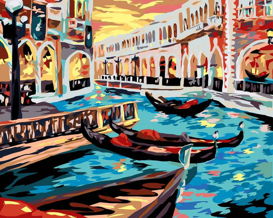 Malen nach Zahlen - Malen nach Zahlen - Boote in Venedig