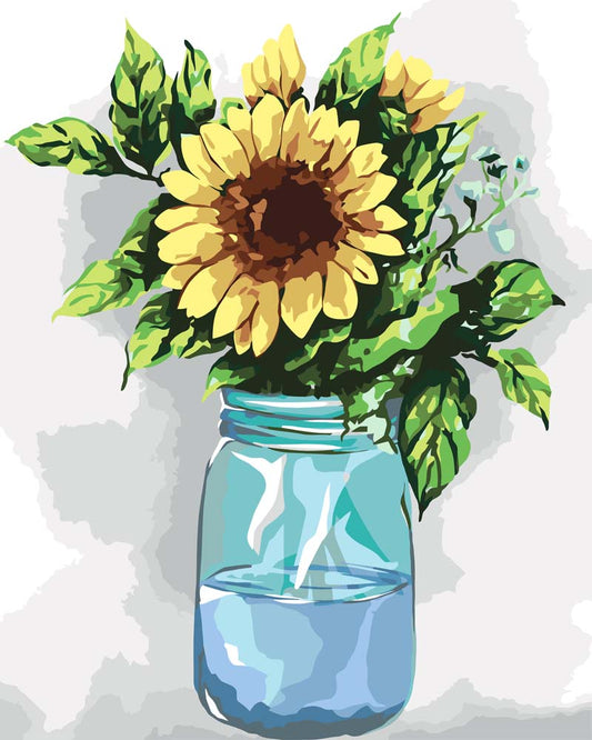 Malen nach Zahlen - Malen nach Zahlen - Sonnenblumenwasserglas