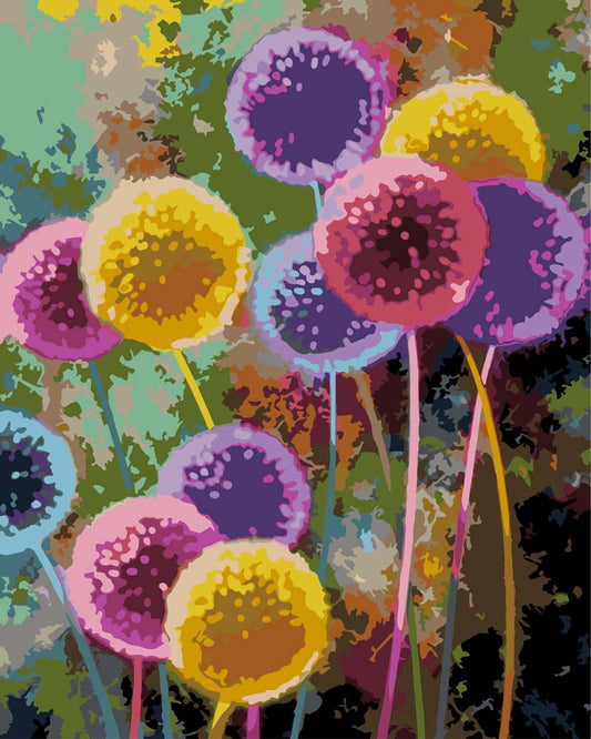 Malen nach Zahlen - Malen nach Zahlen - Buntes Pusteblumenfeld