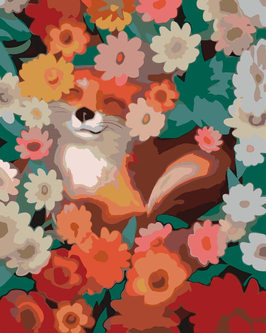 Malen nach Zahlen - Malen nach Zahlen - Fuchs in den Blumen