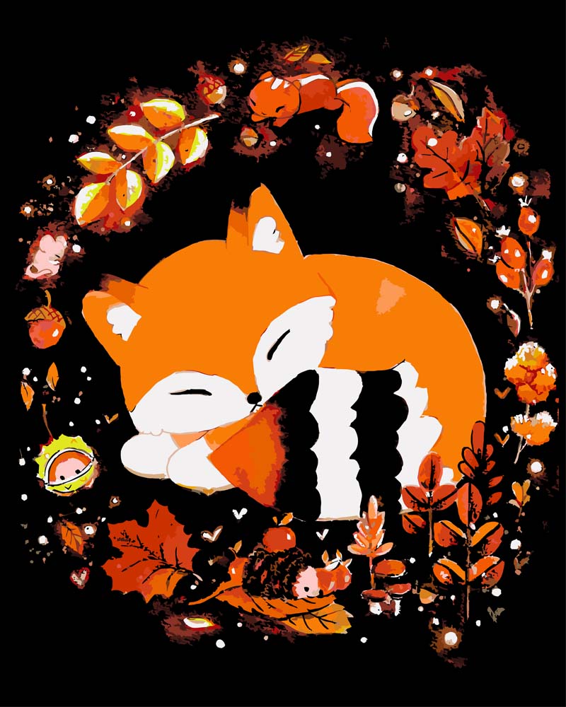 Malen nach Zahlen - Malen nach Zahlen - Fuchs im Herbst - by Tiny Tami