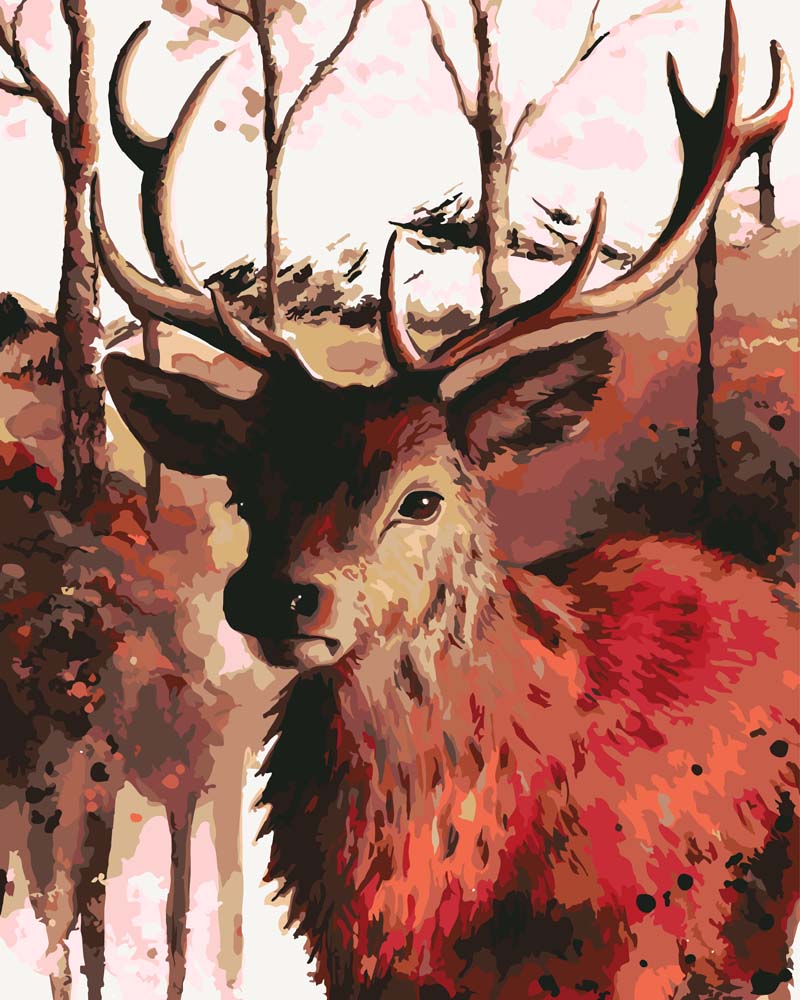 Malen nach Zahlen - Malen nach Zahlen - Hirsch König des Waldes - by Tiny Tami