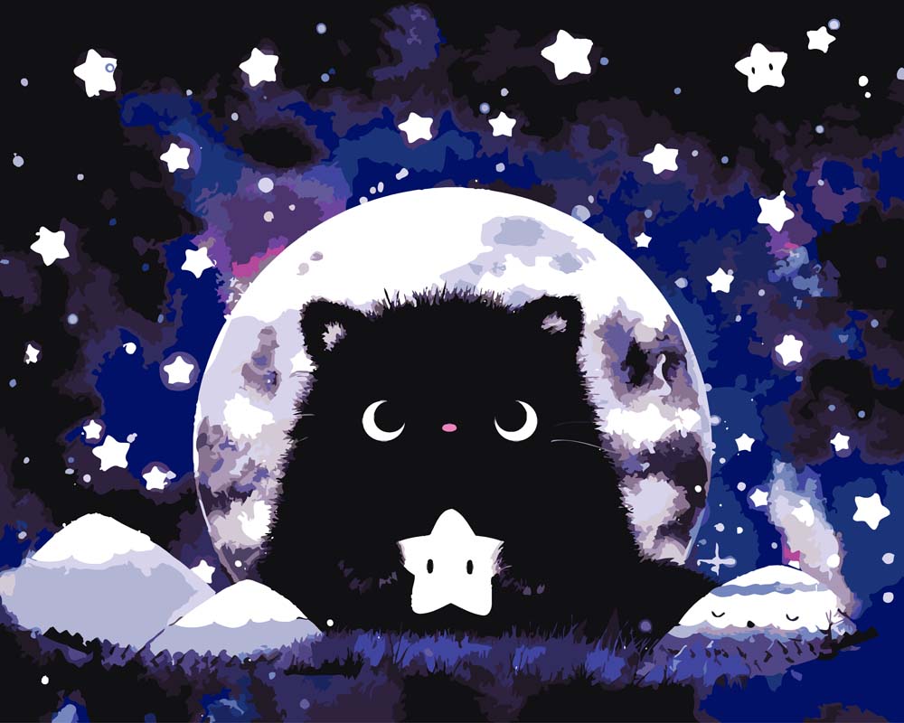 Malen nach Zahlen - Malen nach Zahlen - Kater Moo - Falling Stars - by Tiny Tami