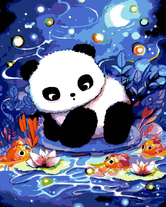 Malen nach Zahlen - Malen nach Zahlen - Panda am Koi Teich - by Tiny Tami
