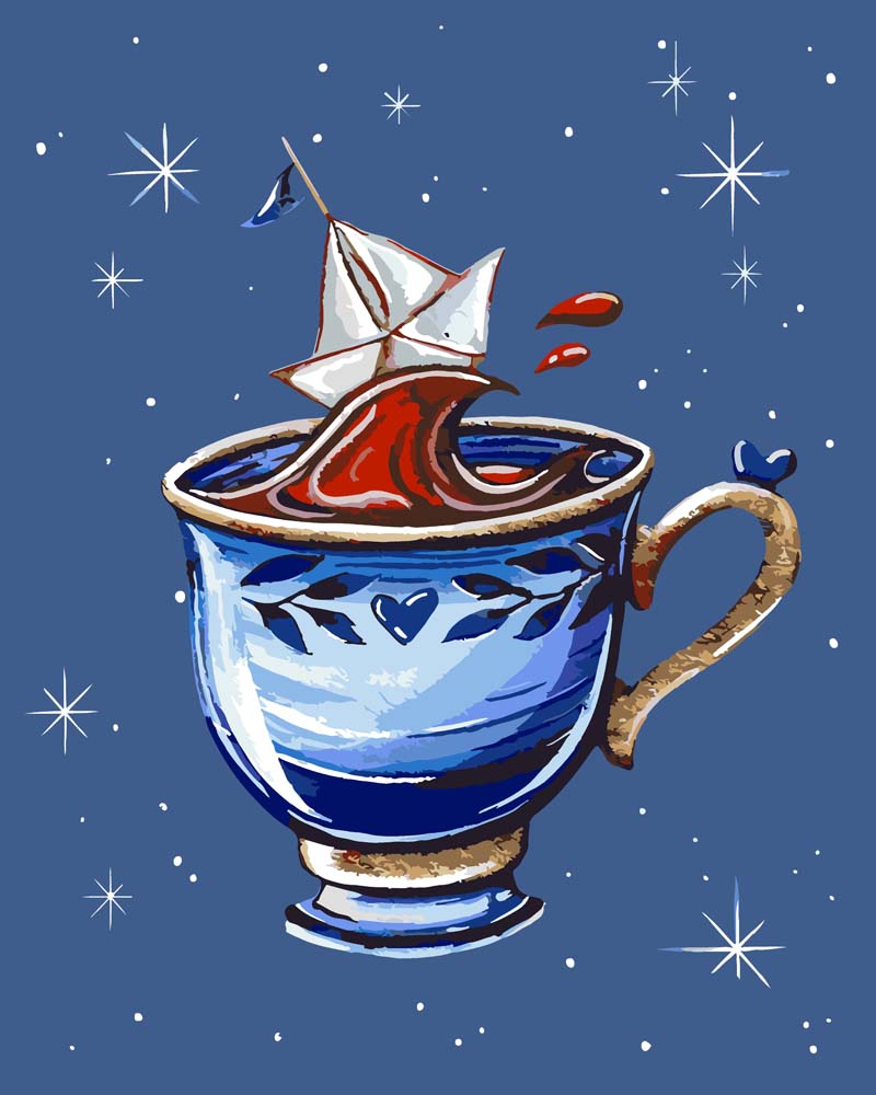 Malen nach Zahlen - Malen nach Zahlen - Papierboot Tasse - by Farbheldin