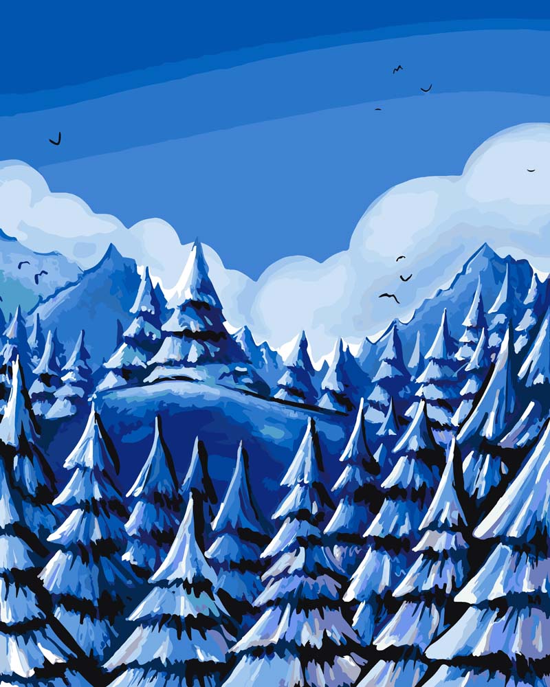 Malen nach Zahlen - Malen nach Zahlen - Winterwald - by Farbheldin