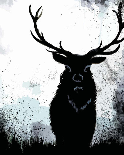 Malen nach Zahlen - Malen nach Zahlen - Hirsch im Nebel - by Tiny Tami