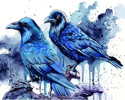 Malen nach Zahlen - Malen nach Zahlen - Raben blau - by Tiny Tami