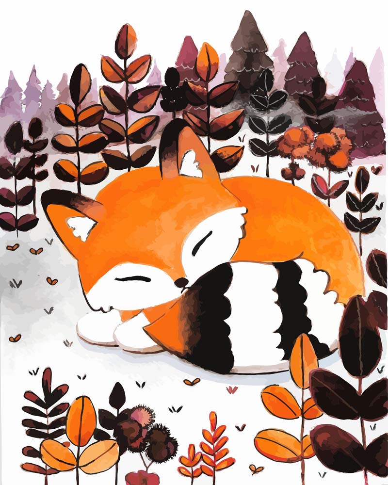 Malen nach Zahlen - Malen nach Zahlen - Schlafender Fuchs - by Tiny Tami
