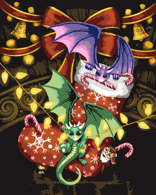 Malen nach Zahlen - Malen nach Zahlen - Christmas Dragons - by Sarah Richter